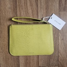 Jigsaw Lime Green Croc-Effect Leather Wristlet Clutch Bag - BNWT