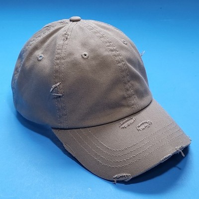 Kbethos Women's Ponytail Adjustable Strap Back Hat Cap Gray Distressed