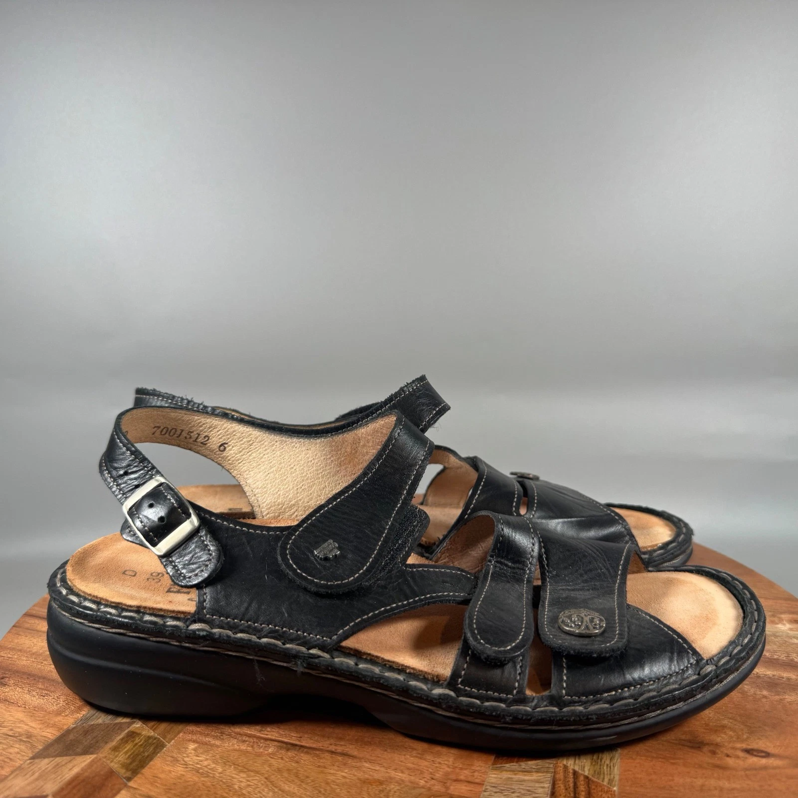 Finn Comfort Black Leather Slingback Comfort Sandals Women EU 39 US 8.5-9