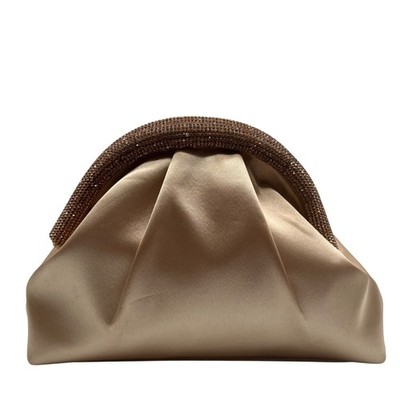 MMS Brands Rose Gold Fabric Evening Clutch Bag