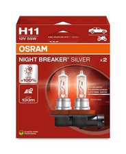 DUOPACK OSRAM H11 HALOGEN NIGHT BREAKER® SILVER bis zu +100% 12V 55W Model 2024