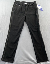 DG2 Diane Gilman Jeans Womens Size 12 Black Straight Leg Side Zip