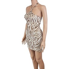 Princess Polly Zebra Print Halter Neck Mini Dress Women's Size 4