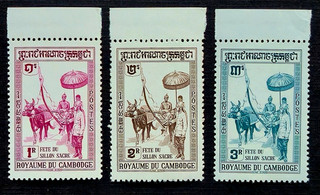 Cambodia Stamps SC # 79 81 (set of 3) Feast of the Sacred Furrow MNH 1960