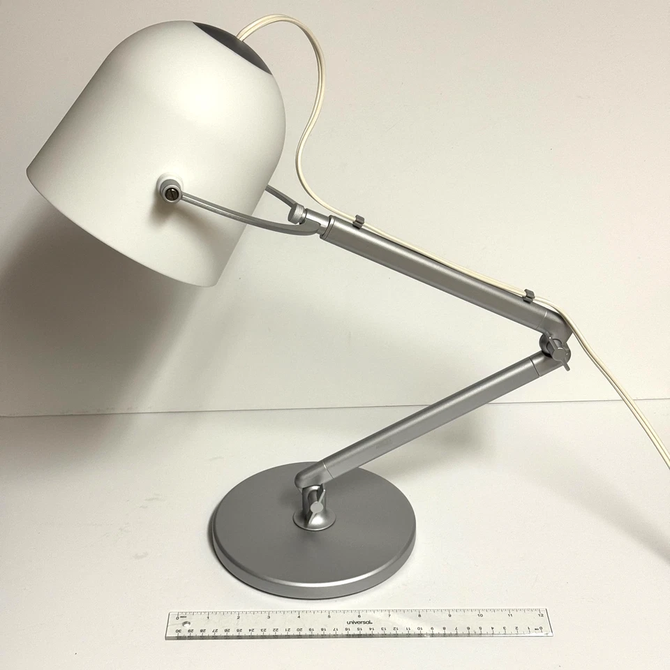 Vintage IKEA Svirvel Desk Task Lamp 80s Style Discontinued Y2K 2002 White Silver - Image 2 of 4