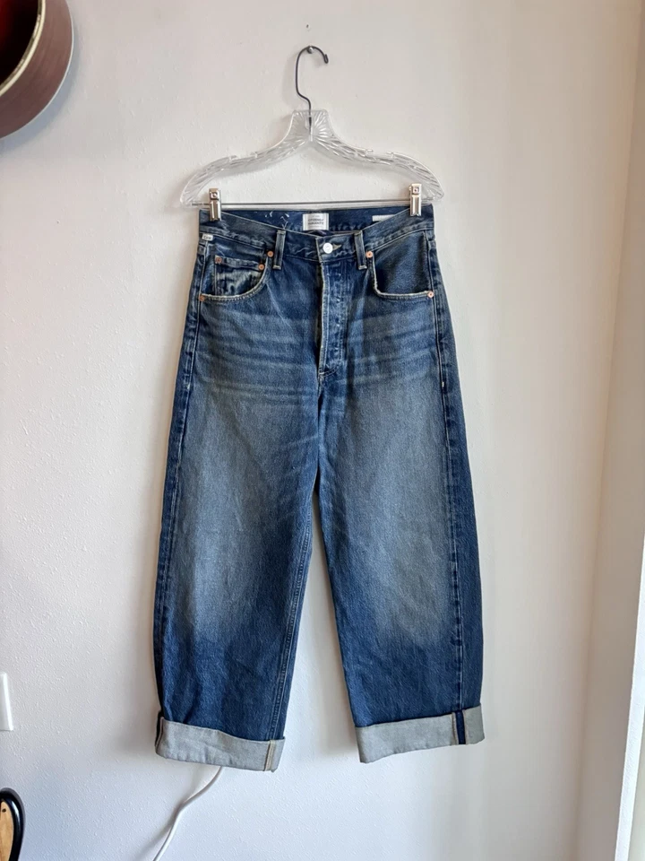 Citizens Of Humanity Ayla Baggy High Rise Wide Leg Jeans Brielle Rolled Hem 26 - Image 3 of 4