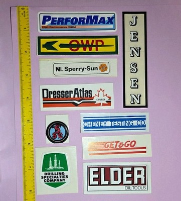 Vintage Oilfield stickers Set Of 10, Drilling, Trucking, Energy, Oil, Gas