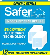 Safer Brand Home SH512 Indoor Plug-In Fly Trap Refill Pack of 12 Glue Cards for