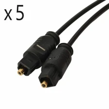 5 Pack Lot - TOSLINK Fiber Optical Optic Digital Audio SPDIF Cable Cord - 50ft