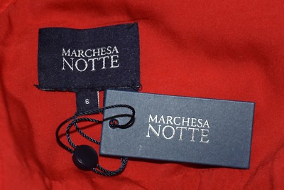 Robe Cocktail Plissée Marchesa Notte - Rouge Vif - Taille 6 - Neuve Avec étiquettes
