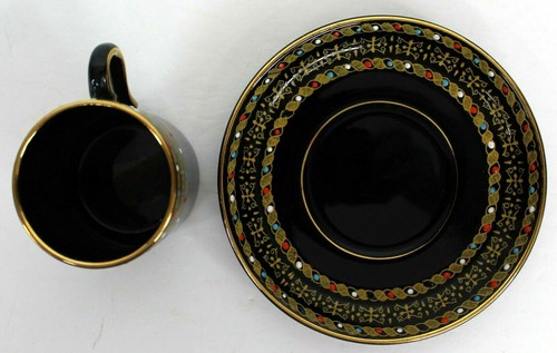 ITAILIAN BORDER DEMITASSE CUP AND SAUCER BY GIBON & SONS ENGLAND VINTAGE SET - Picture 7 of 9