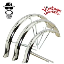 Original Chrome 26" Flared Adjustable Trike Conversion Kit Fender Hollow-Hub Set