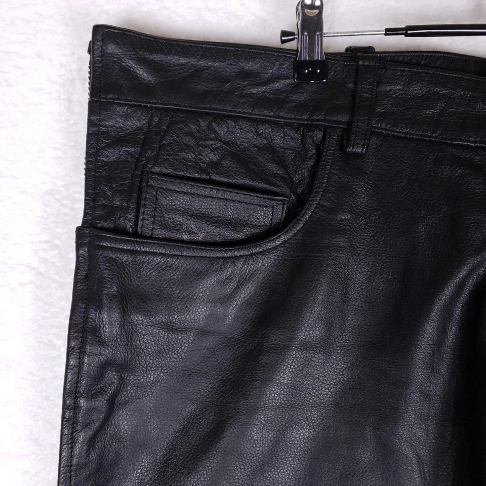 Pantalón de cuero Bikers Dream años 90 44x31 motocicleta motociclista resistente cremallera lateral Harley Foto 3 de 4