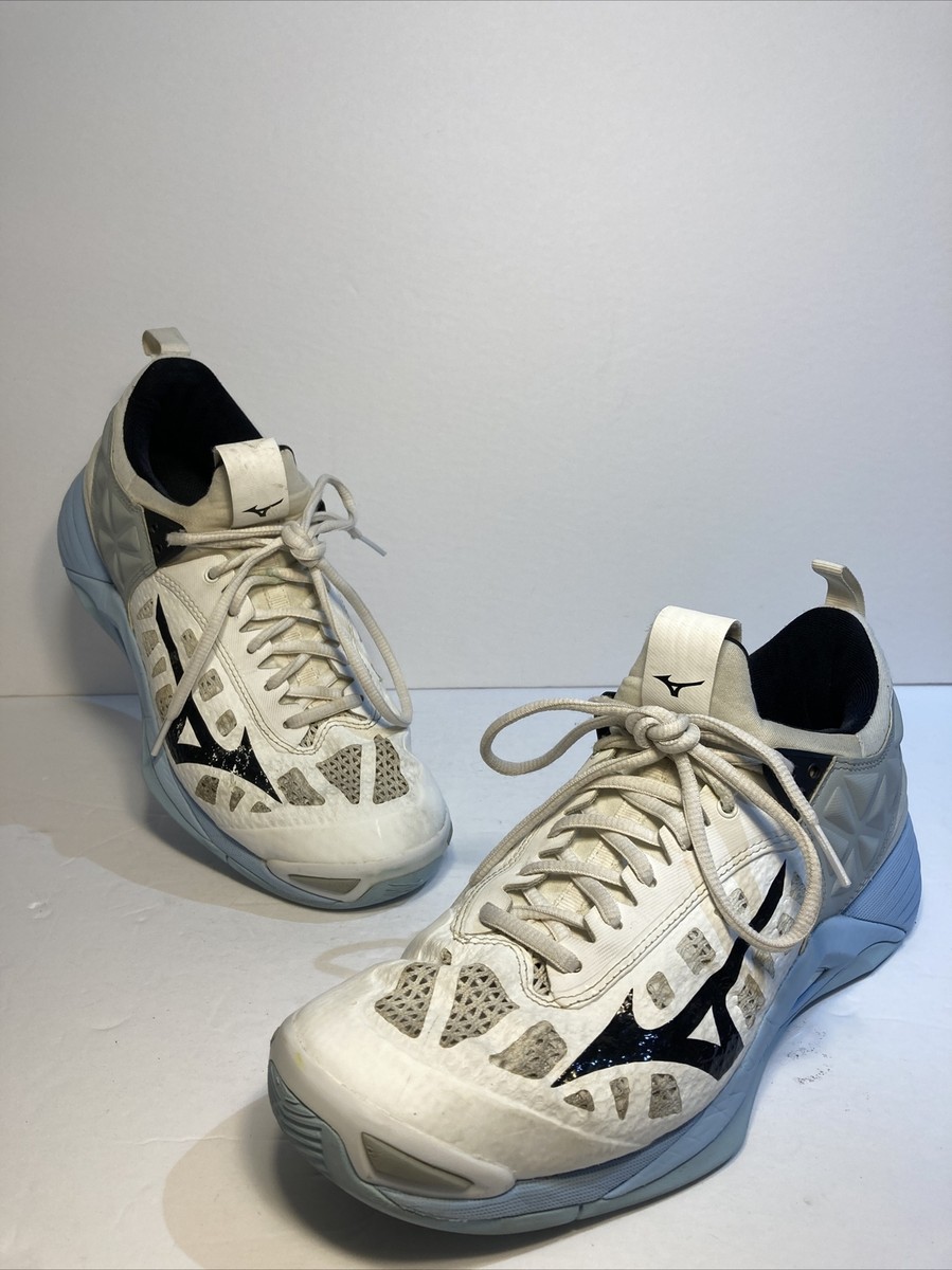 Mizuno Womens Wave Momentum White-blue Volleyball Shoes Size  display picture 2
