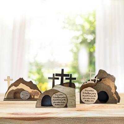 Grabfigur Ostergeschenk Kreuzdekor christliche Osterszene Holzdekoration