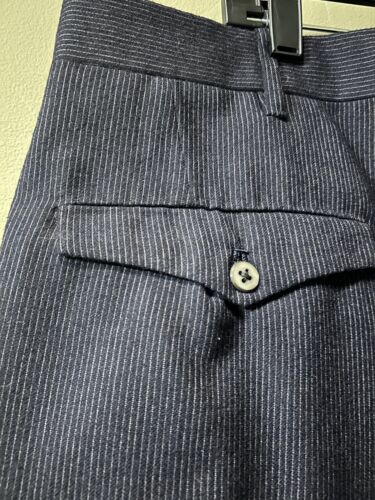 Anderson Sheppard Savile Row Bespoke 70s Navy Blue Pinstripe Wool Suit 46R 40x31 - Picture 12 of 22