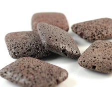 45X35MM BROWN VOLCANIC BASALTIC LAVA GEMSTONE RECTANGLE LOOSE BEADS 10.5inch