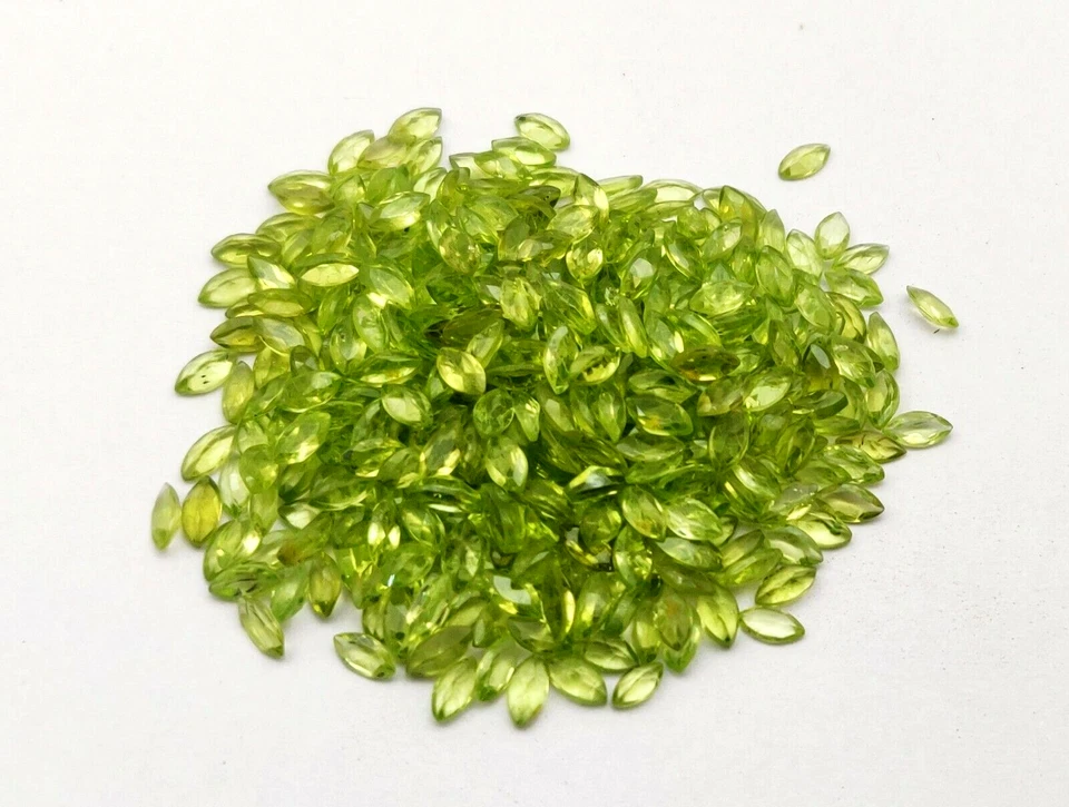 Натуральный перидот огранка маркиза драгоценные камни россыпью лот 85 шт. 3*6 мм 24 карата - Изображение 2 из 4