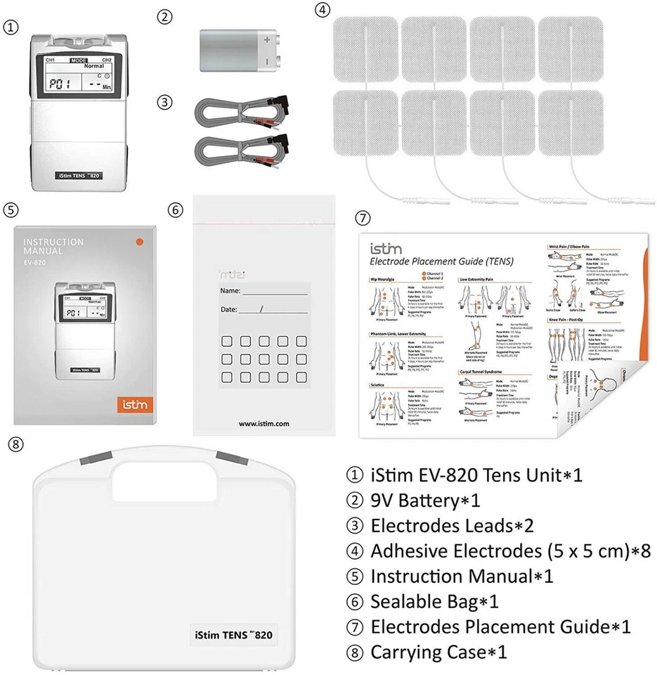 Машина для снятия боли ISTIM Premium EV-820 2-канальный блок Tens без рецепта - Изображение 3 из 4