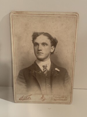 Antique Cabinet Card Handsome Man Kopke Photography Brooklyn New York 4.25 x 6.4