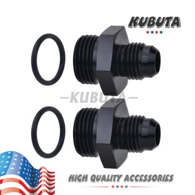 Flare ORB 8AN to 6AN Male Fuel Rail Adapter Fitting Black 2Pcs