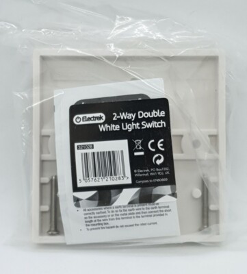 Interruptor De Luz Doble Electrek 2 Velocidades 2 Vías 10A. Blanco, Plástico Shockproof. Montaje Superficial O Empotrado. Referencia 321028