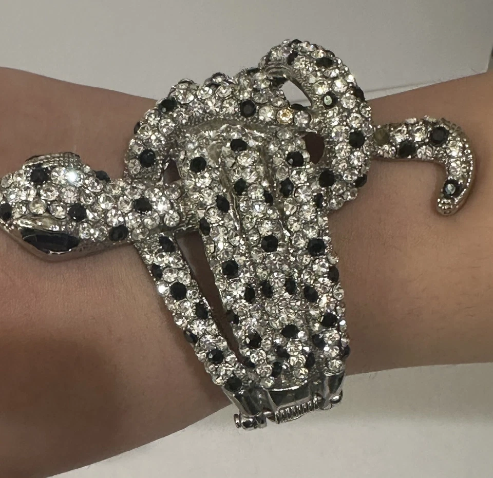 Brazalete Vintage Estrás Serpiente Halloween RARO DIFÍCIL DE ENCONTRAR LEER Bling Hermoso Foto 2 de 4