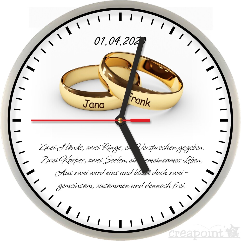 #320 Wanduhr » Hochzeit « DAS Hochzeitsgeschenk personalisiert auf das Brautpaar