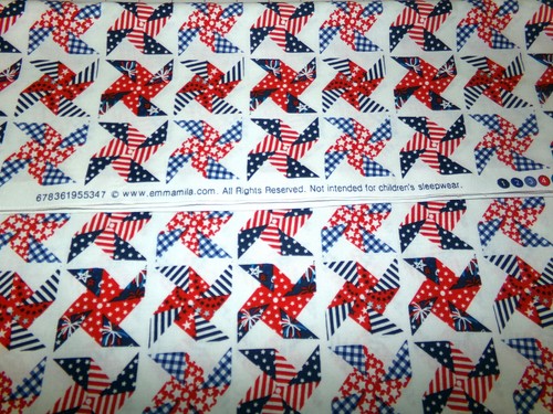 Patriotic Pinwheels Fabric by emmamila.  Washed.  Approx 34 x 44.  M25-602