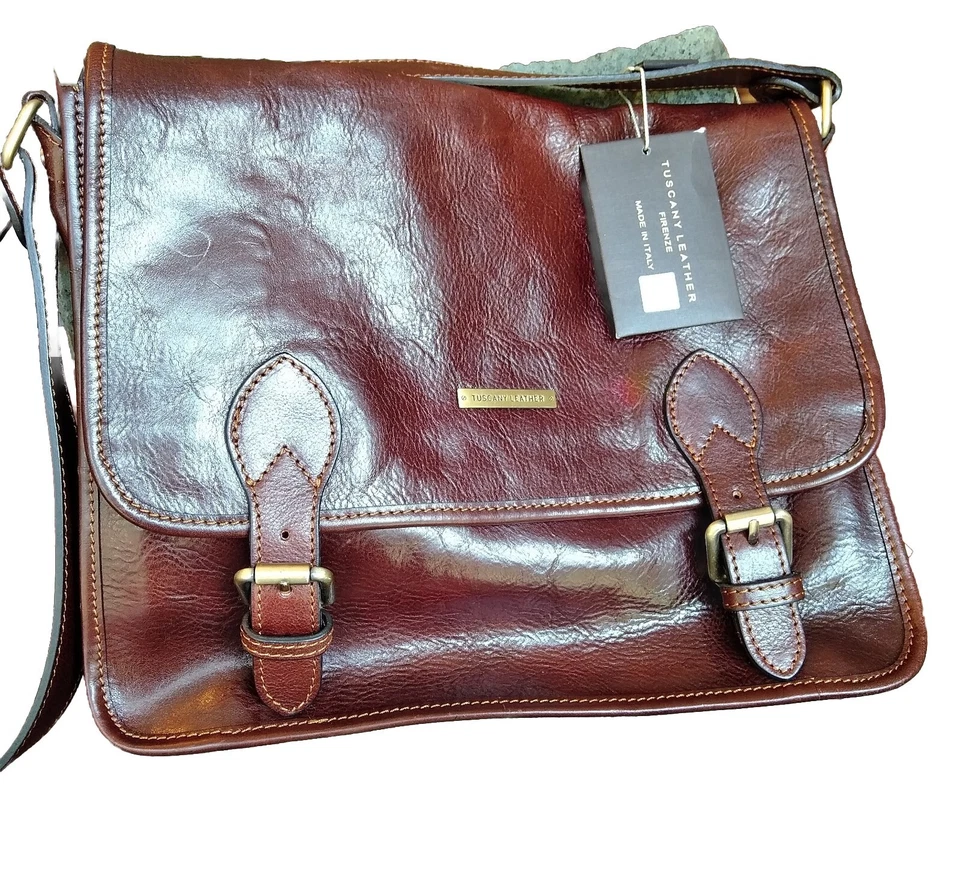 Nuevo bolso mensajero italiano de cuero para hombre/unisex Foto 2 de 4