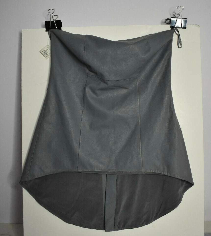 Brunello Cucinelli Talla 44 Sin Tirantes Gris Cuero Top Alto Bajo Asimétrico Italia Foto 3 de 4