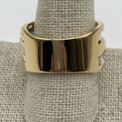 Gold Tone Intertwined Crossover Chunky Wide Band Statement Ring Size 9 - Picture 3 of 6