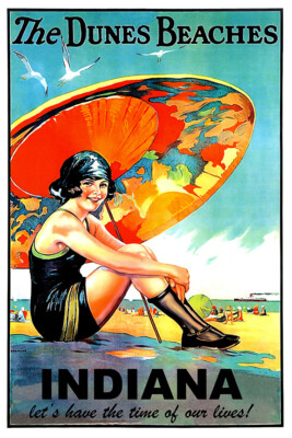Dunes Beaches - Indiana - Vintage Travel Poster - Retro Posters