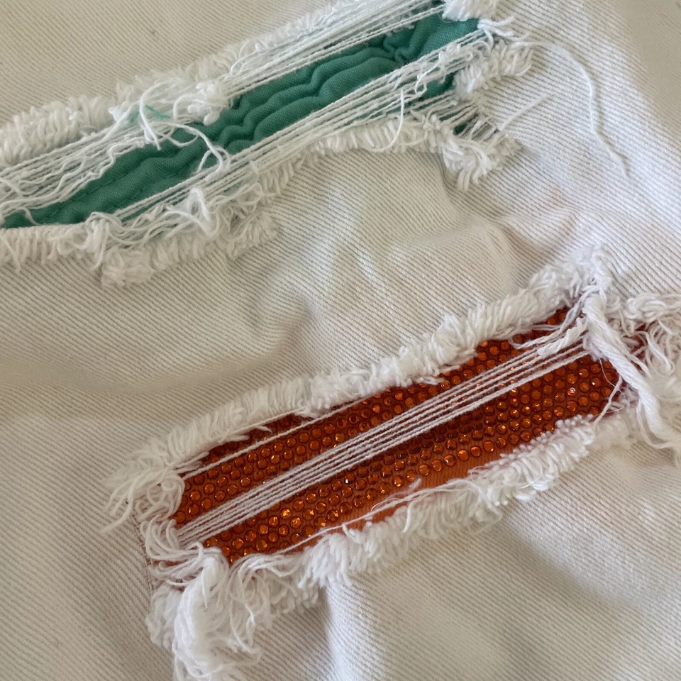 Locked Loaded Jeans Distressed White Pants w/Straps Size 38 Hip Hop Skater - Изображение 3 из 4