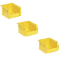 3 pack Storage Bin 5-3/8x4-1/8x3 inch Yellow Plastic Small Parts Container Stack