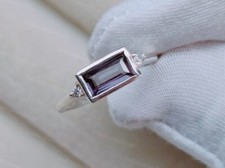 925 sterling silver 4 8 baguette cut natural alexandrite gemstone  zircon ring