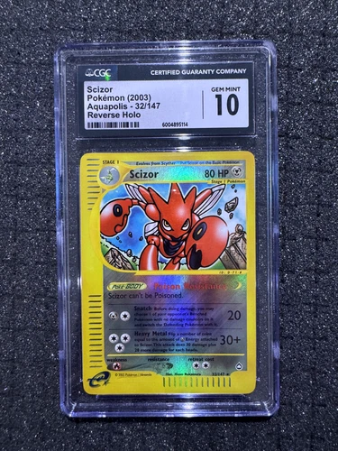 Scizor Pokemon 2003 Aquapolis 32/147 Reverse Holo CGC Gem Mint 10