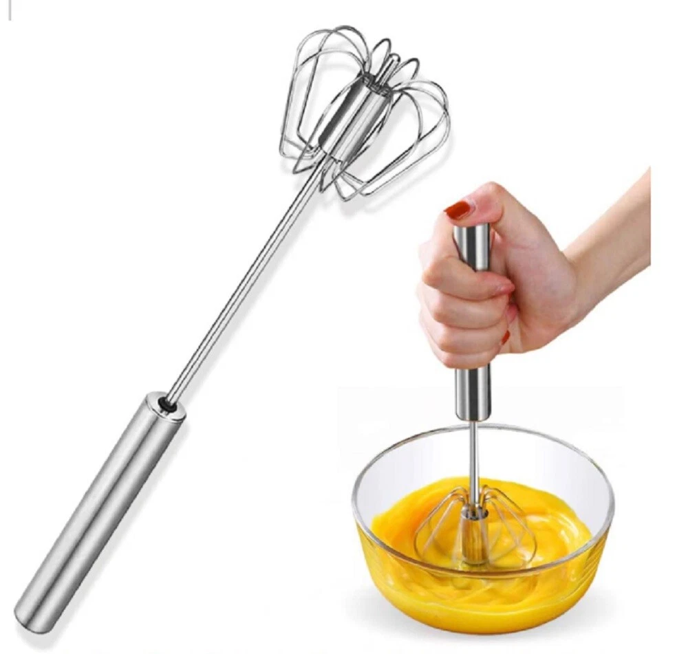 Ycolew Semi-Automatic Whisk, Stainless Steel Eggs Whisk, Hand Push