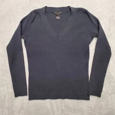 Madison Studio Sweater Women Small Black Rib knit Long Sleeve Silk Blend Casual