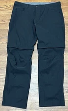 Eddie Bauer Convertible Tech Pants Men 40 x 32 Black Stretch Nylon Hiking Travel