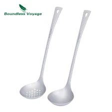 Titanium Sauce Soup Spoon Metal Skimmer Slotted Spoon Resuable Kitchen Tableware
