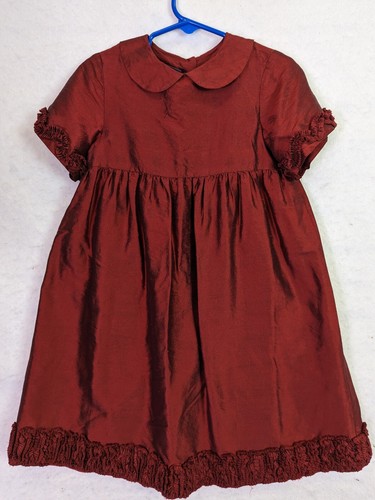 Copper Key Girls size 4 Toddler Dress Silk Button Back Lace Ruffle Red Elegant - 第 6/16 張圖片