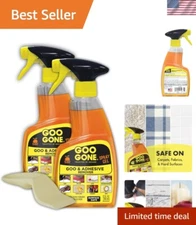 Sticky Residue Cleaner - Citrus Gel Spray for Safe Surface Removal, 2-Pack