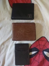 VTG Bifold Leather Wallet Lot of 3 Russell Athletic - 60s Western - Money Clip 