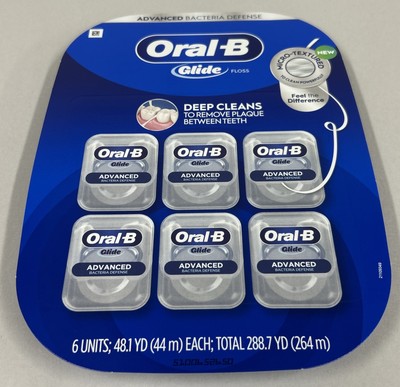ORAL-B GLIDE ADVANCED BACTERIA DEFENSE FLOSS 44m each (6 pack)