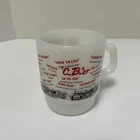 Vintage Fire King, CB'er Trucker Milk Glass Mug Coffee Cup USA Anchor Hocking