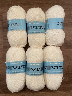 6 Vintage Reynolds Novita Yarn Made In Finland White