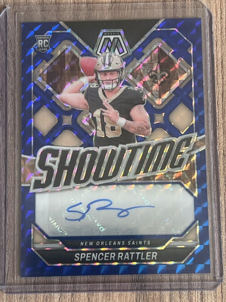 2024 Panini Mosaic Spencer Rattler Showtime Signatures Blue Rookie Auto /99