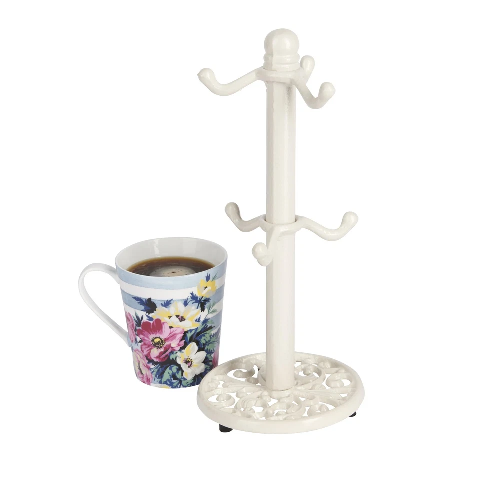 KitchenCraft Estilo Tradicional Hierro Fundido Taza Árbol Soporte, Crema, 35,5 cm, Blanco Foto 2 de 3