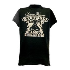 HYSTERIC GLAMOUR Black Polo Shirt Cotton 100 Percent Japan Shoulder 38cm Rare